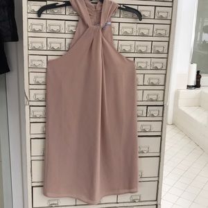 Dress up beige shoulder less dress